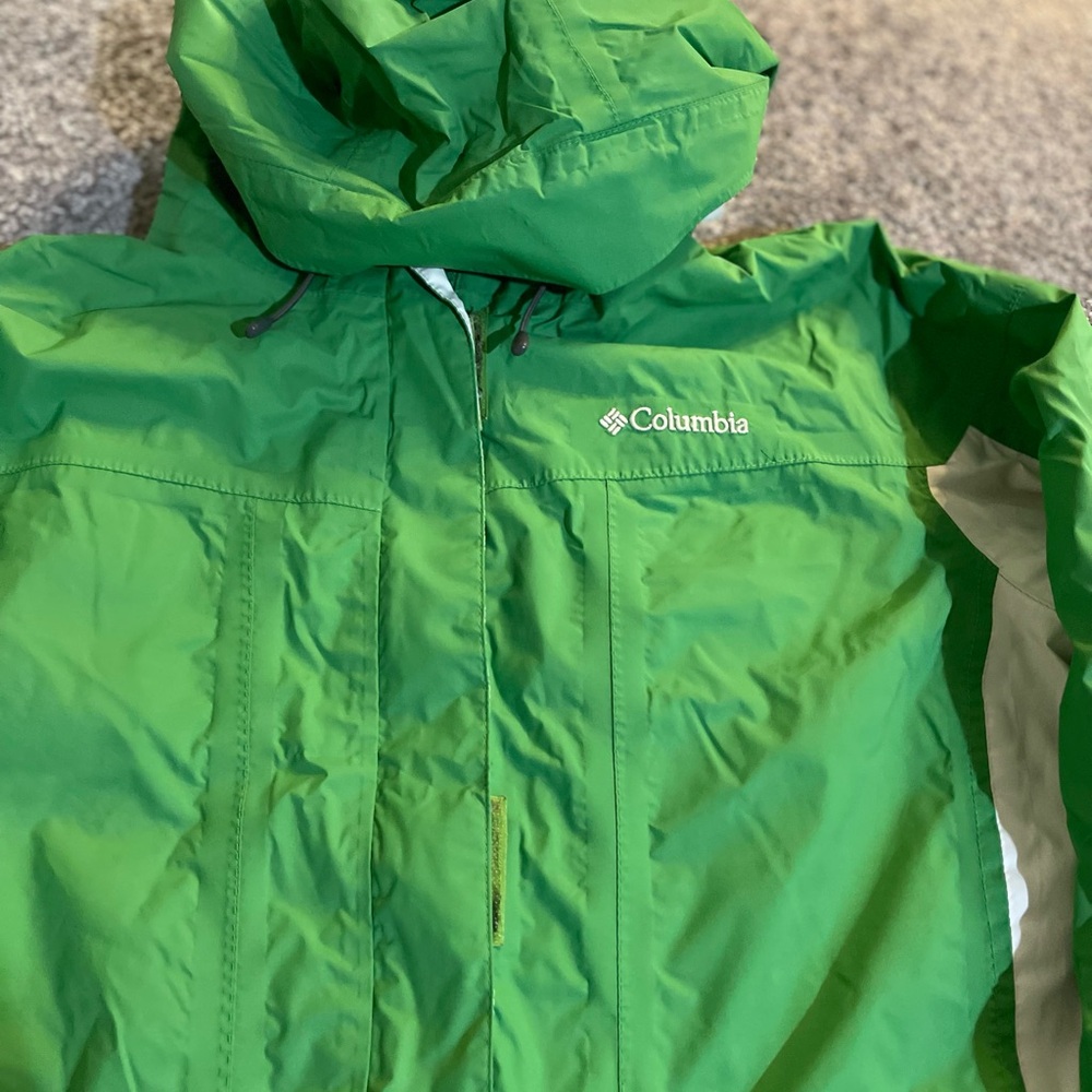 Columbia‎ Green Outdoor Jacket M | Hooded Windbreaker Rain Shell Gorpcore Style